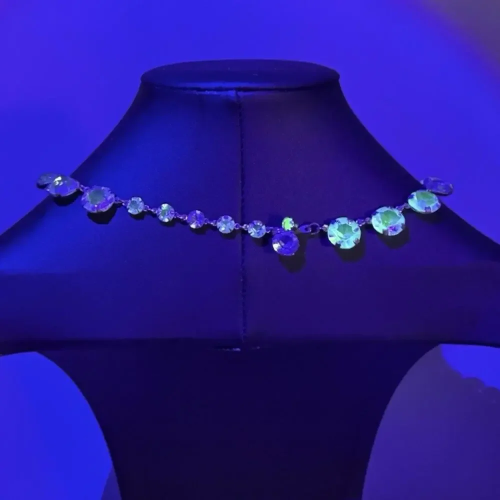 Antique Art Deco Mixed UV Reactive Glass Rivière Necklace Uranium Manganese UV - Picture 6 of 16